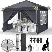 Sonstiges Pop-up paviljoen, 3x3 meter, waterdicht, UV-bescherming 50+, donkergrijs, met 4 zijpanelen