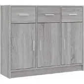 vidaXL Dressoir 91x28x75 cm bewerkt hout grijs sonoma eikenkleurig