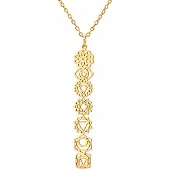LGT JWLS Goudkleurige Dames Ketting met 7 Chakra Symbolen Hanger