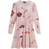 Ted Baker Midi-jurk Met Lange Mouwen Van Mesh In Lichtroze