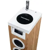 Thomson Speaker Tower - - Bluetooth/CD/USB/SD - White/Wood - 60W - FM Radio