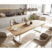 DELIFE Eettafel Edge Eiche natuur 260x100x2,5-3 edelstaal smal Live-Edge
