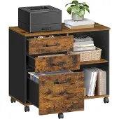 Songmics Industriële archiefkast op wielen, Vintagebruin + zwart