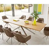 DELIFE Eettafel Edge 260x100x2,5-3 eiken natuur kruisframe rechthoek roestvrij staal Live-Edge