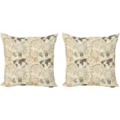 Abakuhaus Wereldkaart Kussenhoes – 2x40x40 cm – Beige Olijfgroen