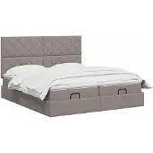 vidaXL Ottoman bed met matras met hoofdeinde 2 st Taupe Stof