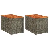 Merkloos Set van 2 tuintafels, gemaakt van polyrotan en hout