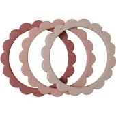 Mushie Siliconen Set 3 Bijtringen Flower | Blush/Rose/Shifting Sand