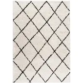 FRAAI Hoogpolig vloerkleed - Grand Lines Creme/Zwart 80x150cm