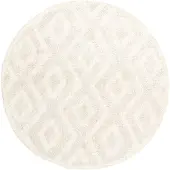 FRAAI Rond Scandinavisch vloerkleed - Lova Diamond Creme - Ø 100cm