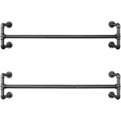 Songmics Kledingroede voor aan de muur in industrieel design, Zwart / 2