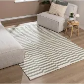 FRAAI Katoenen vloerkleed - Dazzle Blocks Groen/Wit - 160x230cm