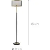 Usorteret Een zwarte, metalen vloerlamp, 153 cm hoog