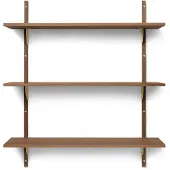 Ferm Living Wandplank Sector Shelf Triple / Wide Smoked Oak / Brass