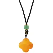 Ancient Wisdom Koordketting met edelsteenhanger - Rode jade klaver