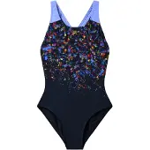 Speedo - Kid's Print Splashback Swimsuit - Badpak 116, blauw