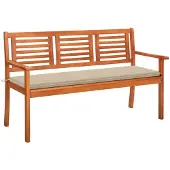 vidaXL Tuinbank voor 3 personen met kussen, 150 cm, massief eucalyptus hout