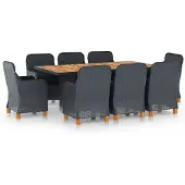 vidaXL 7-delige tuinset met kussens, polyrotan, donkergrijs