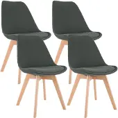 CLP Stoelen Linares (set van 4) - bekleding, houten poten in natuurlijke kleur - Donkergrijs
