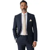 Paul Andrew Marineblauwe tweed blazer met visgraatmotief voor heren - Harris