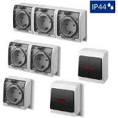 Elektro-Plast Wandcontactdoos, wit, 2-voudig, geschikt voor vochtige ruimtes, IP44, 16A, 250V, voor wandmontage