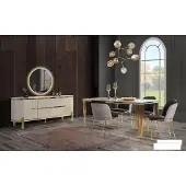 AEA Metall Möbel Esszimmer Garnitur Tisch Stuhl Set kommode Essgarnitur Stühle 6tlg.