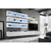 AEA Garnitur 7tlg.Wohnzimmer Set Designer Stil Wohnwand TV-Ständer 2x Wand Regale