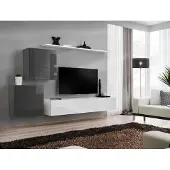 AEA Wohnwand Wohnzimmer Set 4tlg Stil Modern Lowboard Wandregal Weiß Wandschrank