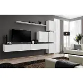 AEA Weiß Wohnwand Komplett Set 7tlg Wand Regal Wandschrank Luxus Design Einrichtung