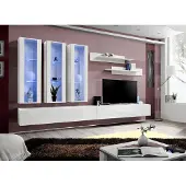 AEA Weiß Wohnwand Designer Hänge Vitrine TV Ständer Sideboard Holz Modern