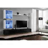 AEA Wohnwand Set Weiß Wandschrank Komplett TV-Ständer Wand Regal Wohnzimmermöbel
