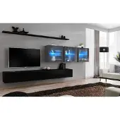 AEA Wohnwand Set 7tlg Modern Wohnzimmermöbel TV-Ständer Design Wand Regale Komplett