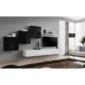 AEA Komplett Designer Wohnzimmer 3x Wandschränke Weiß Sideboard 6tlg. Wohnwand
