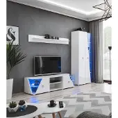 AEA Wohnwand Garnitur TV-Ständer Vitrine Wohnzimmer Holz Möbel Weiß Luxus