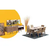 AEA Esszimmer Gruppe Esstisch Stühle Sideboard Tisch Holz Set 8tlg Weiß