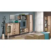 AEA Wohnwand Wohnwände Set Kommode Schrank TV Ständer Regal Wohnzimmer 6tlg. Möbel