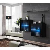 AEA Wohnwand Holz Möbel Einrichtung Luxus Designer Komplette Set 3tlg. Wand Regal