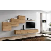 AEA Designer Wohnwand Braun TV Ständer Moderne Sideboard Wandregal Wandschrank 6 tlg