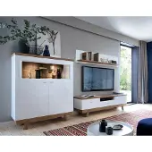 AEA Designer Wohnzimmer Set 3 tlg Modern Wohnwand TV-Lowboard Medienmöbel Regale