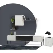 AEA Wohnwand RTV Lowboard Regale Schrank TV Ständer Set Holz Modern Weiß