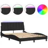vidaXL Bedframe met LED-verlichting, zonder matras, "Hanko", zwart, 120x200 cm, fluweel