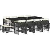 vidaXL 13-delige tuinset met kussens, zwart, van polyrotan