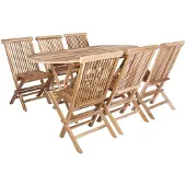 vidaXL Tuinfmeubels Set 7 st Naturel Massief Teakhout