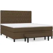 vidaXL Boxspring met matras stof donkerbruin 180x200 cm