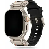 123Watches Robust bandje - siliconen - zwart - titanium - 44 · 45 · 46 & 49 mm - Geschikt voor Apple Watch series 1/2/3/4/5/6/7/8/9/10/11/12/SE/SE2/SE3/Ultra/Ultra 2/Ultra 3/Ultra 4