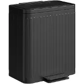 HOMCOM Trash Can-Metaal, Kunststof-45,5L x 36,5B x 51H cm-Zwart