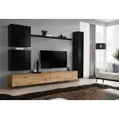 AEA Wohnzimmer Luxus Einrichtung Wohnwand Schwarz Wandschrank Holzmöbel Stil Design