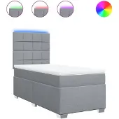 vidaXL Boxspring met matras stof lichtgrijs 80x200 cm