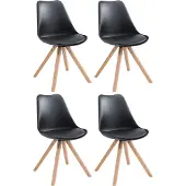 CLP Set van 4 stoelen Toulouse Square met vierkante houten poten | Kleur: zwart. Frame: naturel