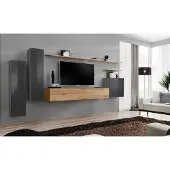 AEA Designer Wohnwand Möbel Wohnzimmer Luxus TV Ständer Holz Wandregal Komplett